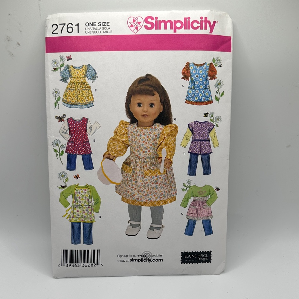 Simplicity Doll Dress Pattern - Yellow and Blue